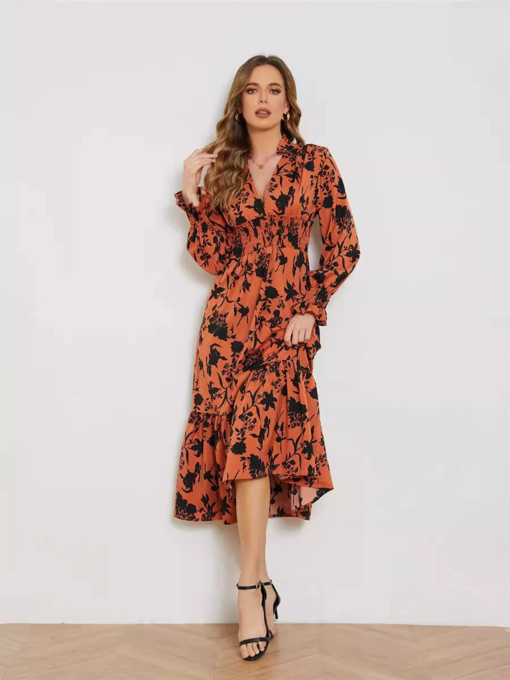 ZARA Fall Winter Collared Long Sleeve High Waist Cinched Slim Fit Bodycon Dress